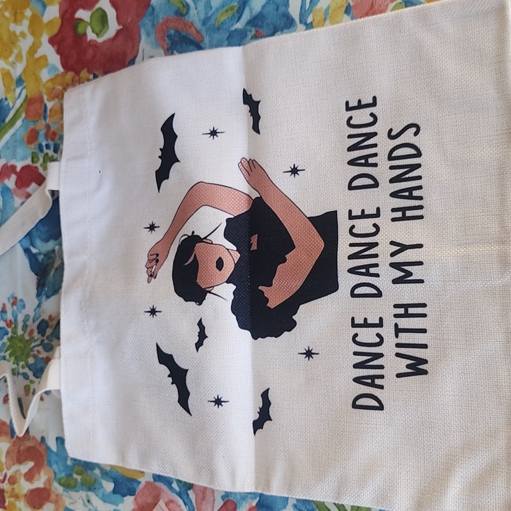 Stylish White Tote Bag with Dance Design